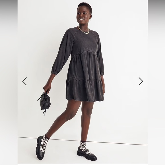 Madewell Denim Raglan-Sleeve Mini Dress in Lunar Wash - Picture 3 of 16